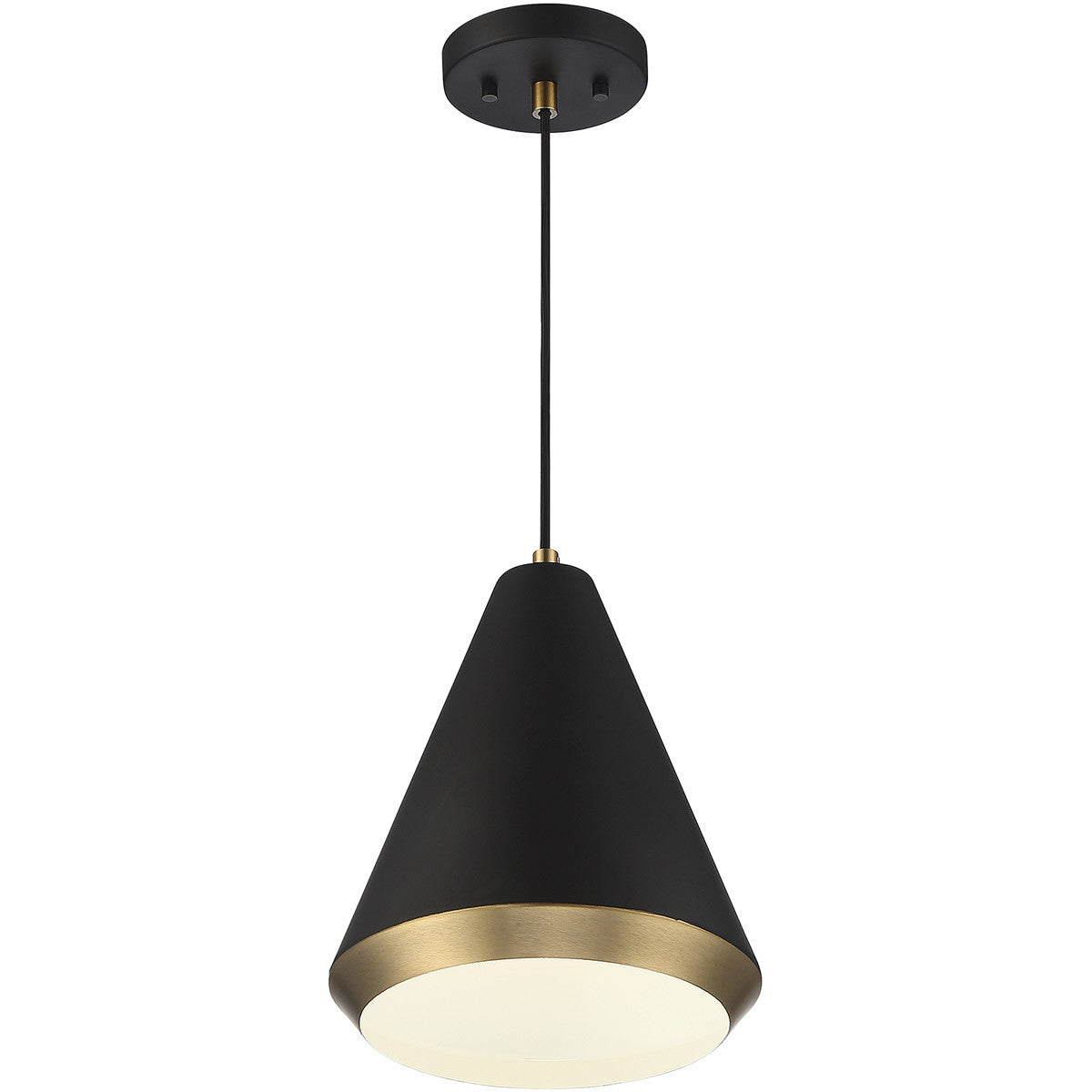 Meridian Lite Trends 1-Light Pendant in Matte Black with Natural Brass M70122MBKNB