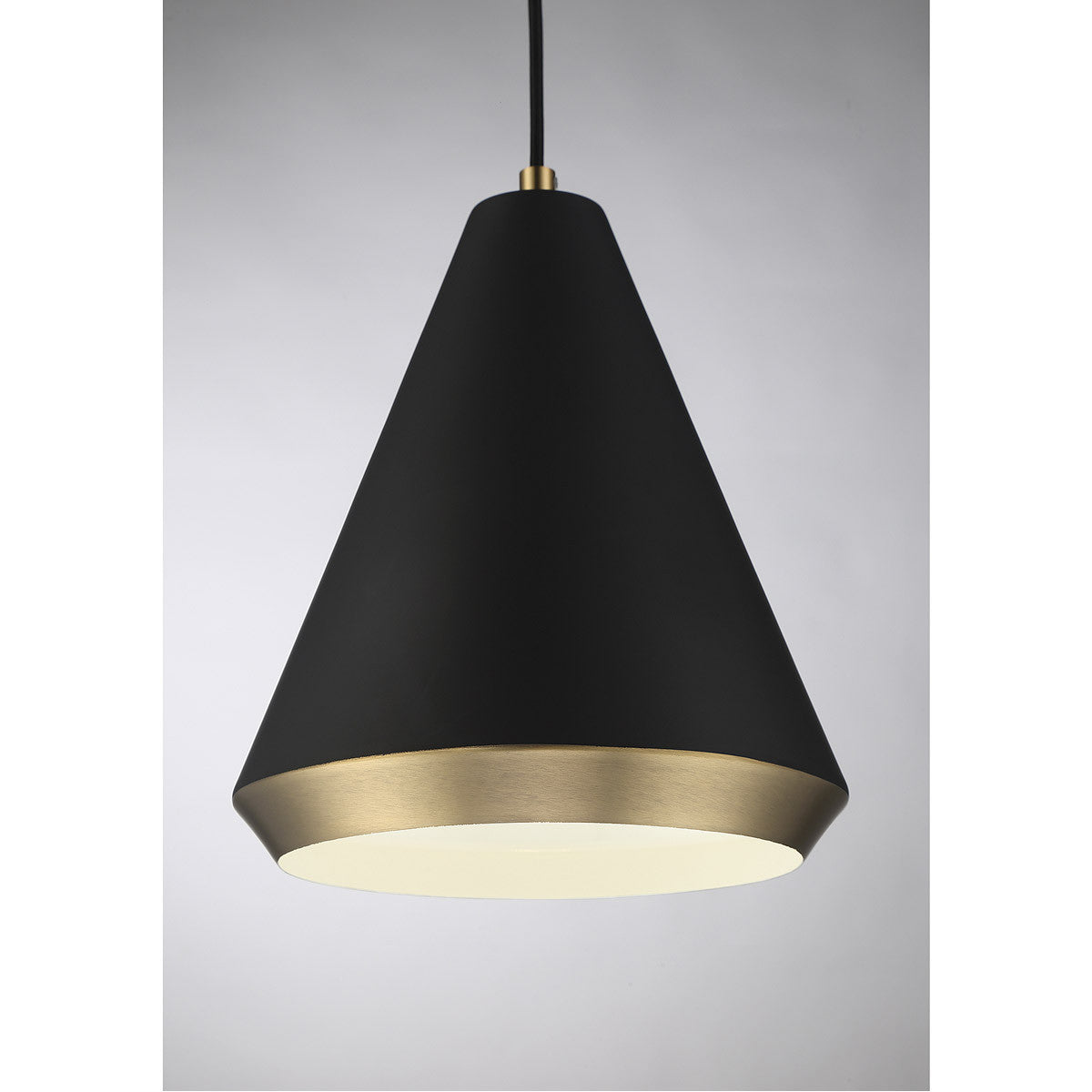 Meridian Lite Trends 1-Light Pendant in Matte Black with Natural Brass M70122MBKNB