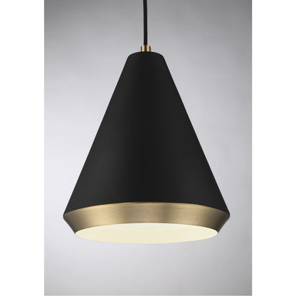 Meridian Lite Trends 1-Light Pendant in Matte Black with Natural Brass M70122MBKNB