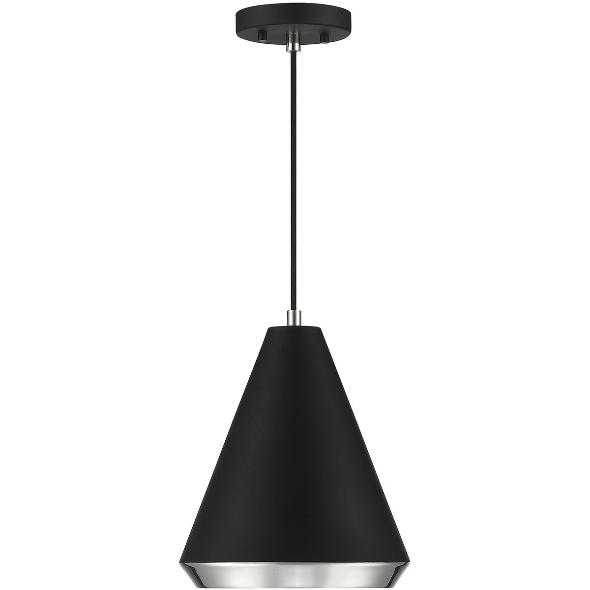 Meridian Lite Trends 1-Light Pendant in Matte Black with Polished Nickel M70122MBKPN