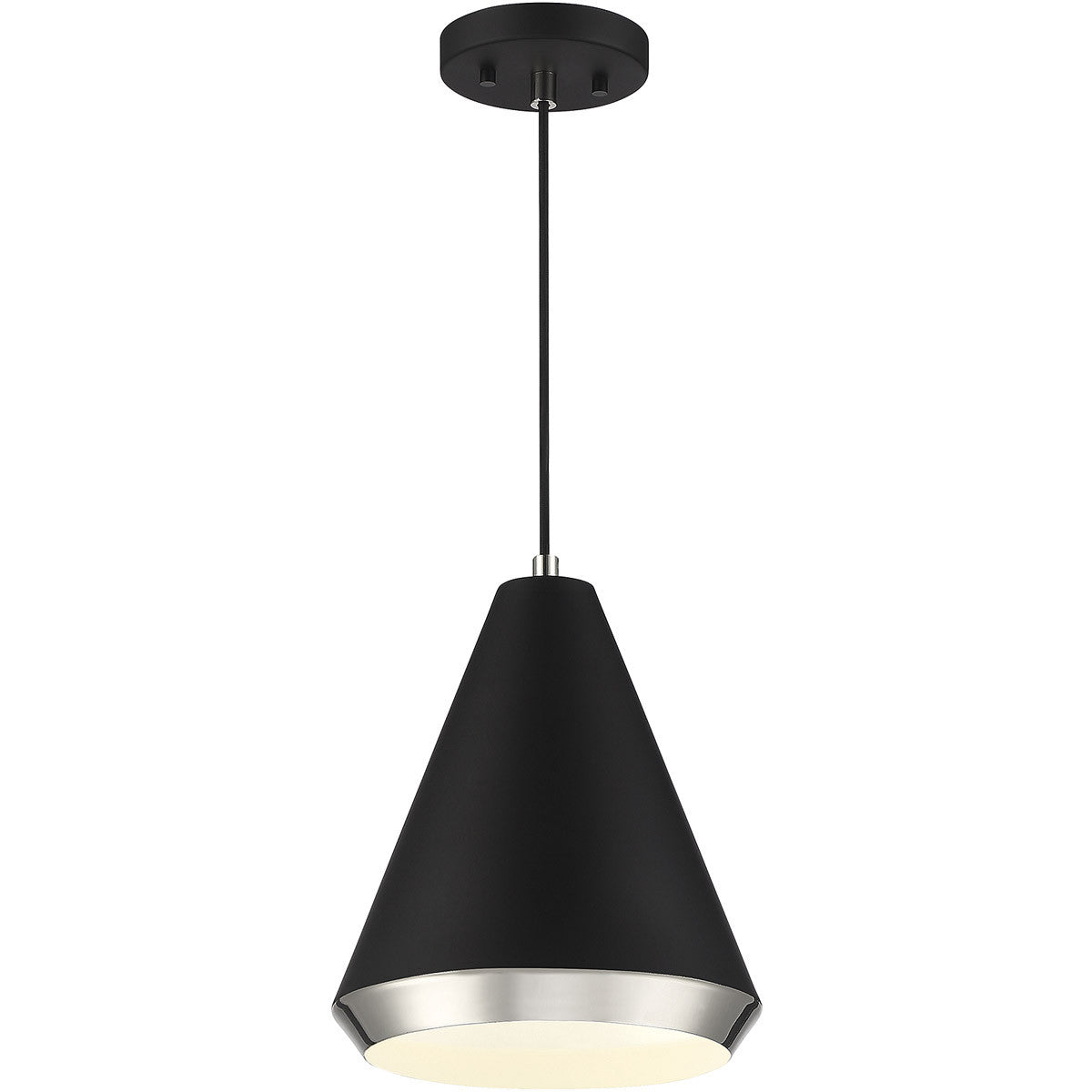 Meridian 1-Light Pendant in Matte Black with Polished Nickel M70122MBKPN