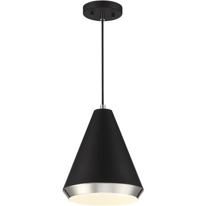 Meridian 1-Light Pendant in Matte Black with Polished Nickel M70122MBKPN