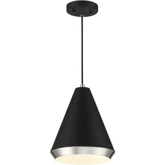 Meridian 1-Light Pendant in Matte Black with Polished Nickel M70122MBKPN