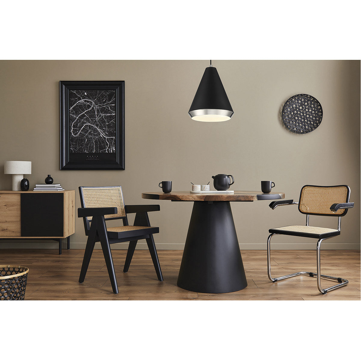 Meridian Lite Trends 1-Light Pendant in Matte Black with Polished Nickel M70122MBKPN