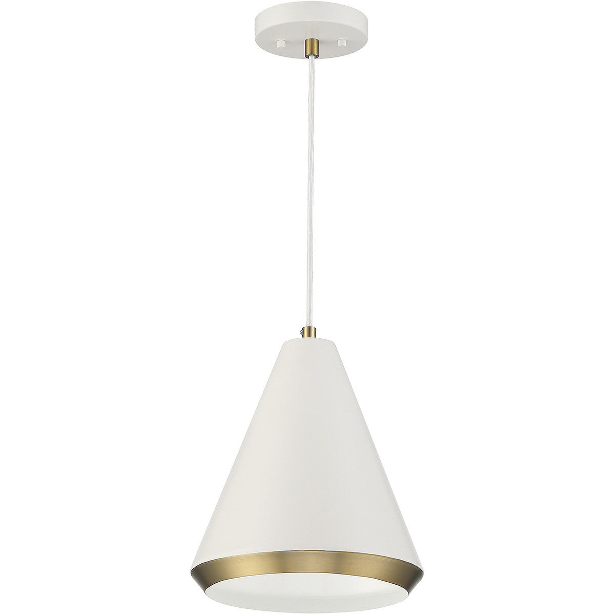 Meridian Lite Trends 1-Light Pendant in White with Natural Brass M70122WHNB