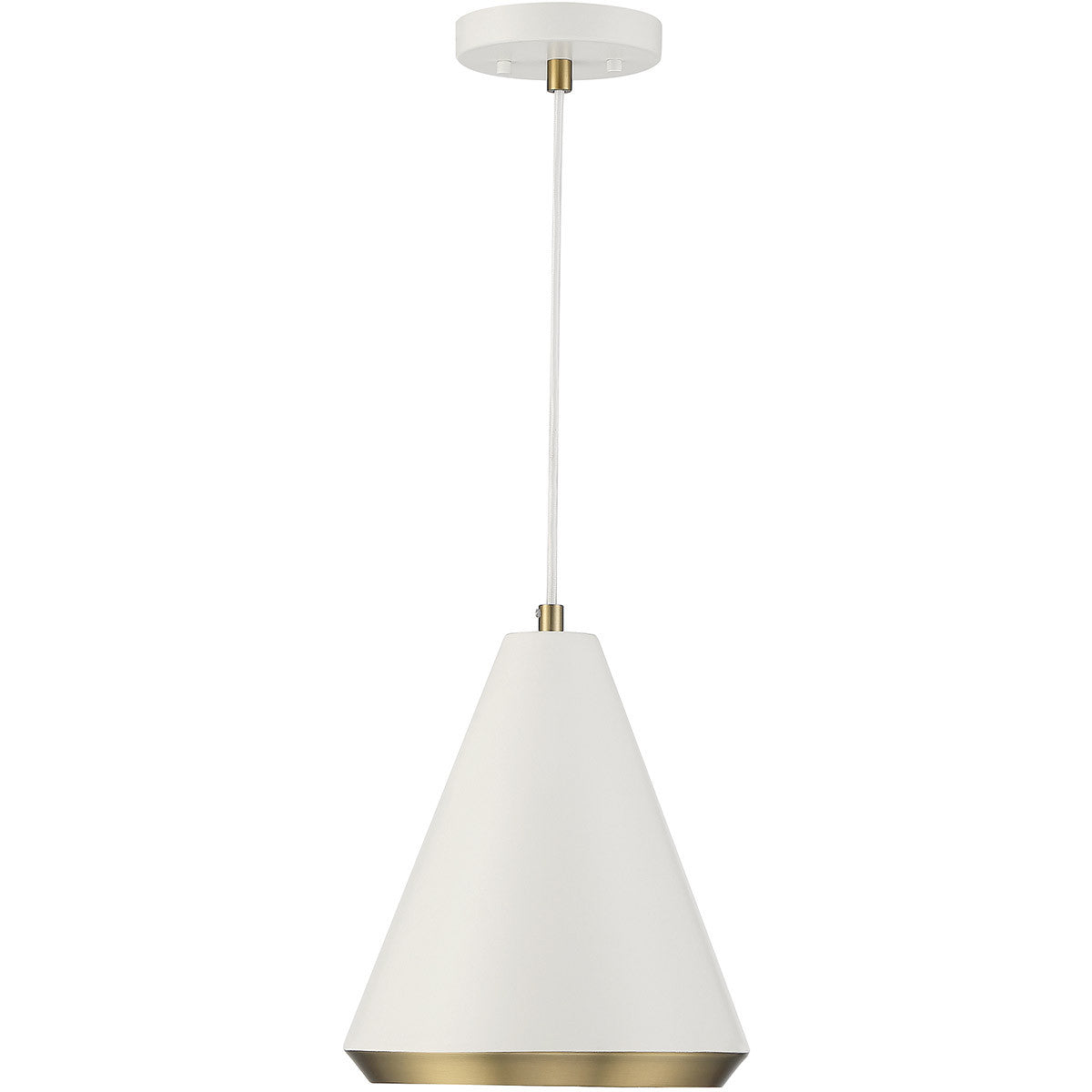 Meridian Lite Trends 1-Light Pendant in White with Natural Brass M70122WHNB