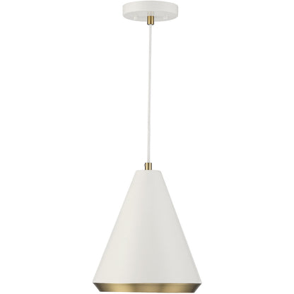 Meridian Lite Trends 1-Light Pendant in White with Natural Brass M70122WHNB