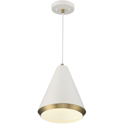 Meridian Lite Trends 1-Light Pendant in White with Natural Brass M70122WHNB