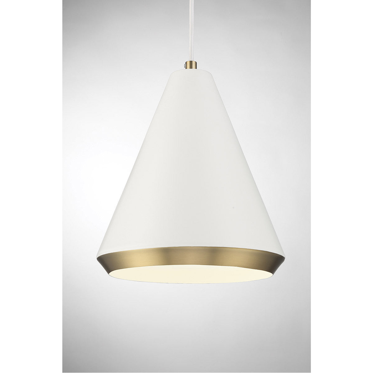 Meridian Lite Trends 1-Light Pendant in White with Natural Brass M70122WHNB