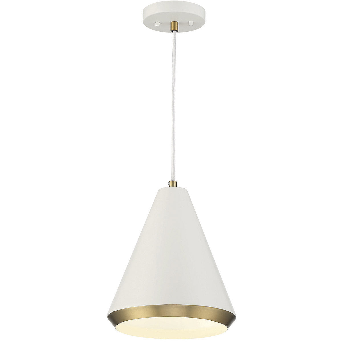 Meridian 1-Light Pendant in White with Natural Brass M70122WHNB