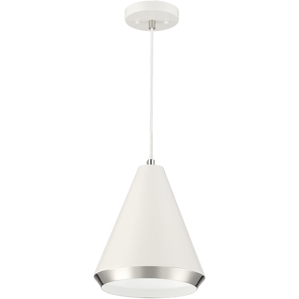 Meridian Lite Trends 1-Light Pendant in White with Polished Nickel M70122WHPN