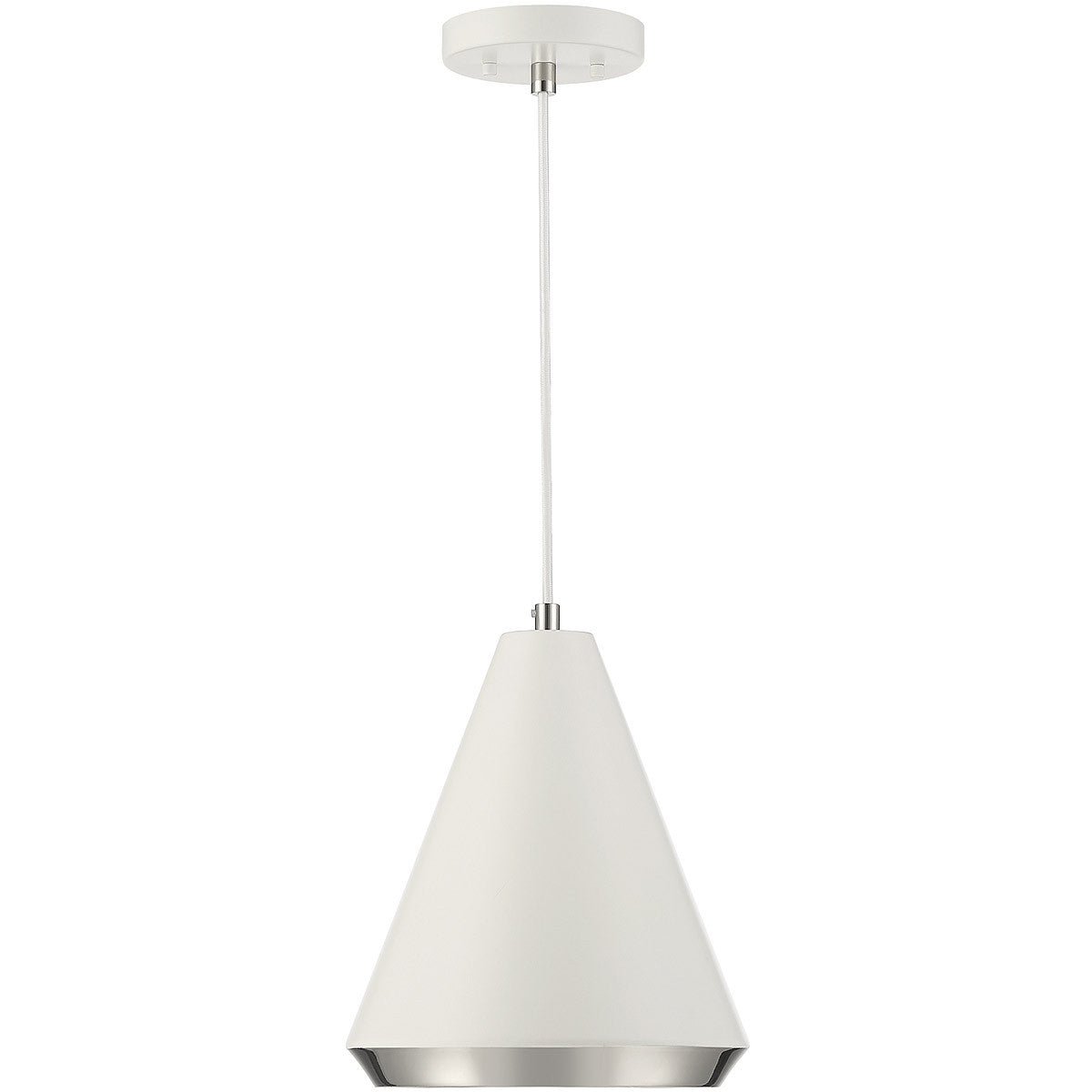 Meridian Lite Trends 1-Light Pendant in White with Polished Nickel M70122WHPN