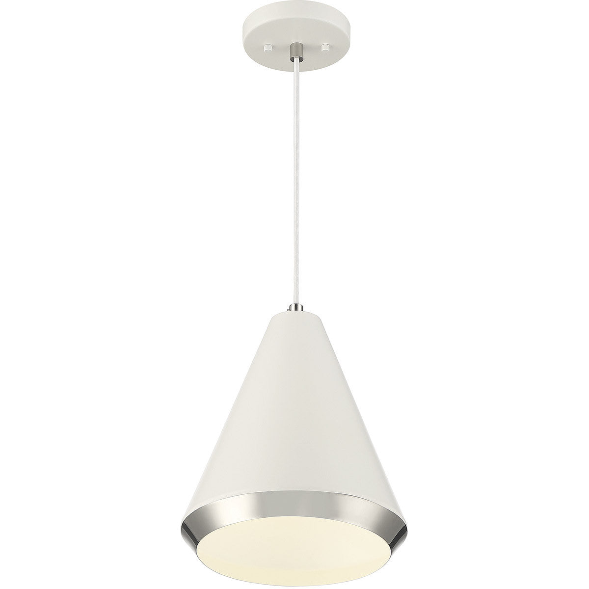 Meridian Lite Trends 1-Light Pendant in White with Polished Nickel M70122WHPN