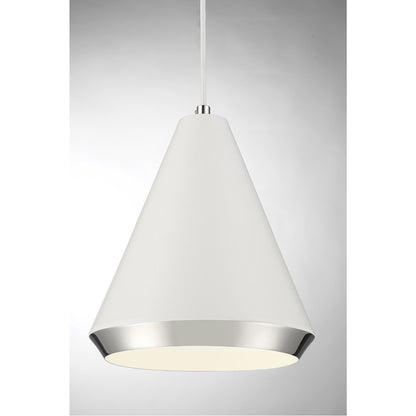 Meridian Lite Trends 1-Light Pendant in White with Polished Nickel M70122WHPN