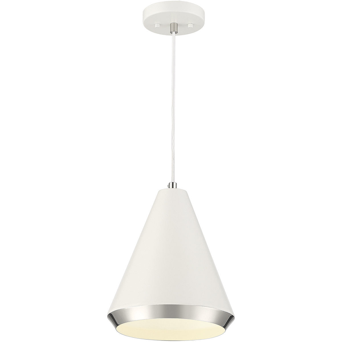 Meridian 1-Light Pendant in White with Polished Nickel M70122WHPN