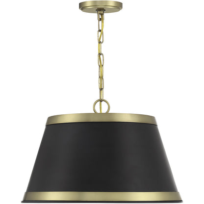 Meridian Lite Trends 3-Light Pendant in Matte Black with Natural Brass M7013MBKNB