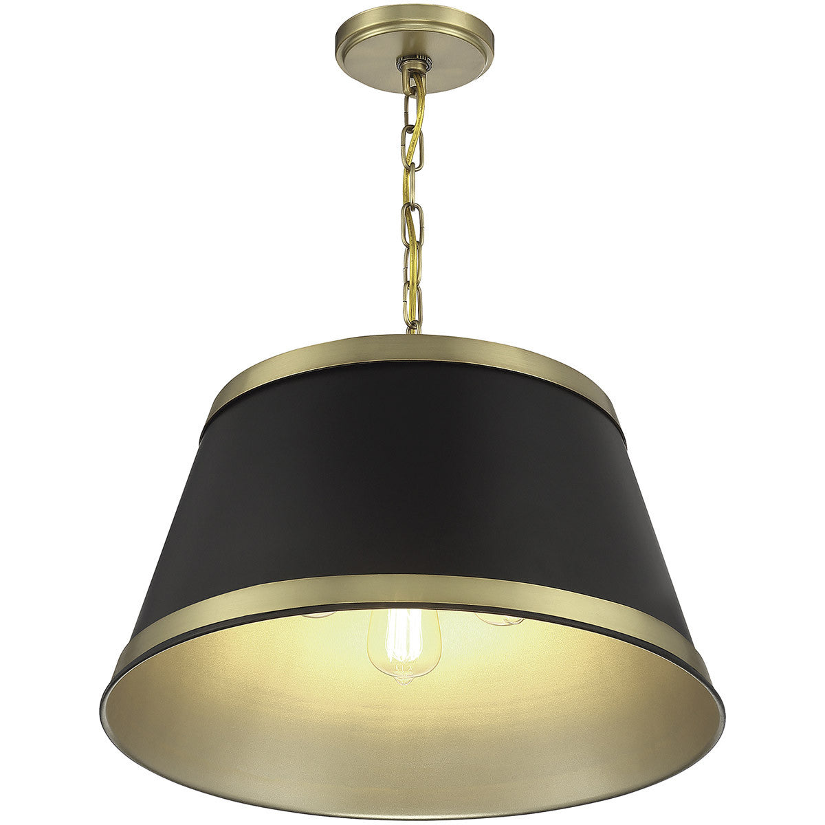 Meridian Lite Trends 3-Light Pendant in Matte Black with Natural Brass M7013MBKNB