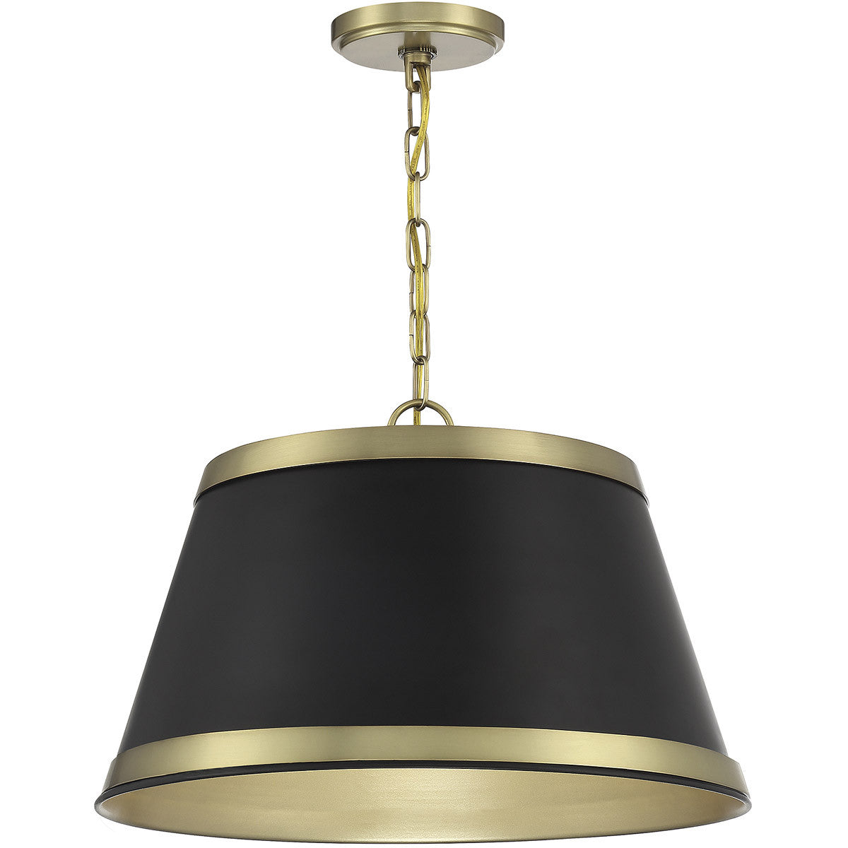 Meridian 3-Light Pendant in Matte Black with Natural Brass M7013MBKNB