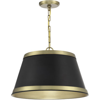 Meridian Lite Trends 3-Light Pendant in Matte Black with Natural Brass M7013MBKNB