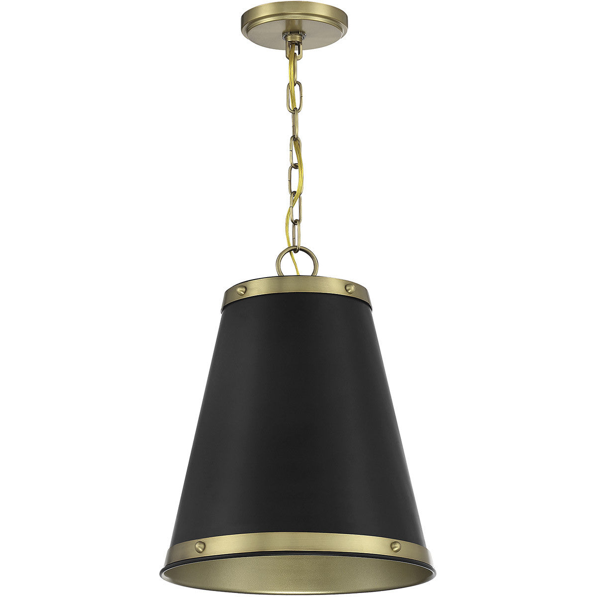 Meridian Lite Trends 1-Light Pendant in Matte Black with Natural Brass M7014MBKNB