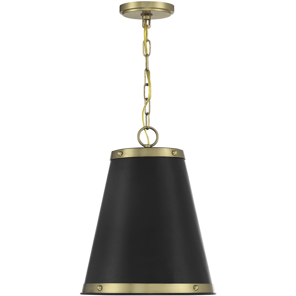 Meridian Lite Trends 1-Light Pendant in Matte Black with Natural Brass M7014MBKNB