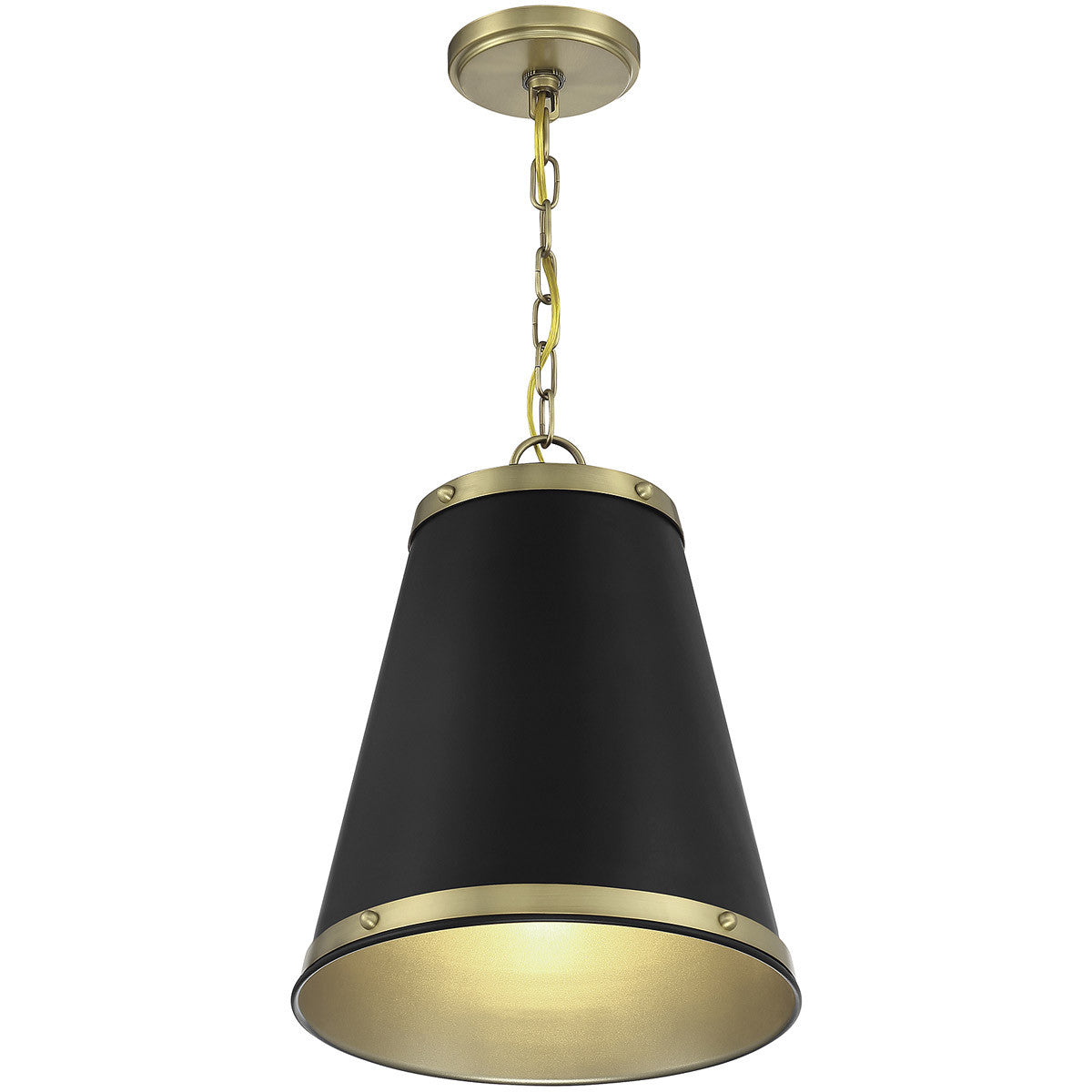 Meridian Lite Trends 1-Light Pendant in Matte Black with Natural Brass M7014MBKNB