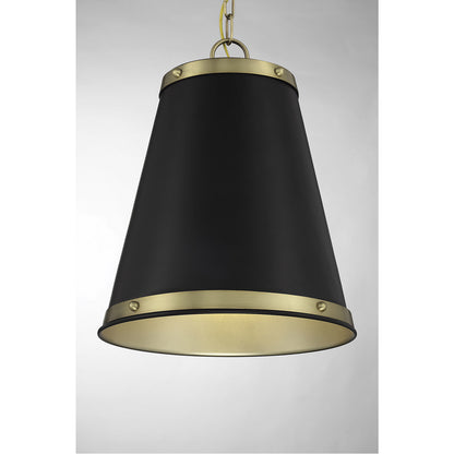 Meridian Lite Trends 1-Light Pendant in Matte Black with Natural Brass M7014MBKNB