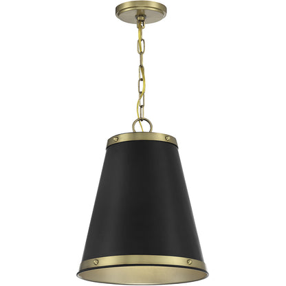 Meridian 1-Light Pendant in Matte Black with Natural Brass M7014MBKNB