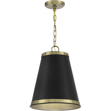 Meridian Lite Trends 1-Light Pendant in Matte Black with Natural Brass M7014MBKNB