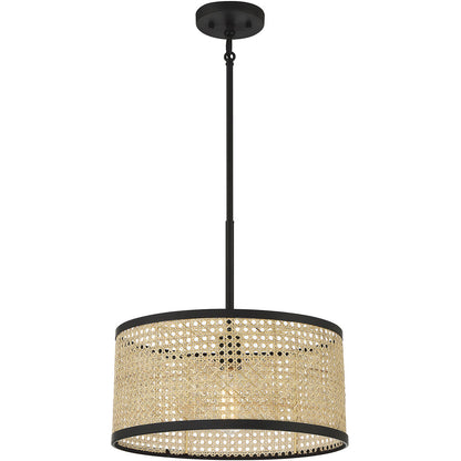 Meridian Lite Trends 1-Light Pendant in Natural Cane with Matte Black M7018MBK