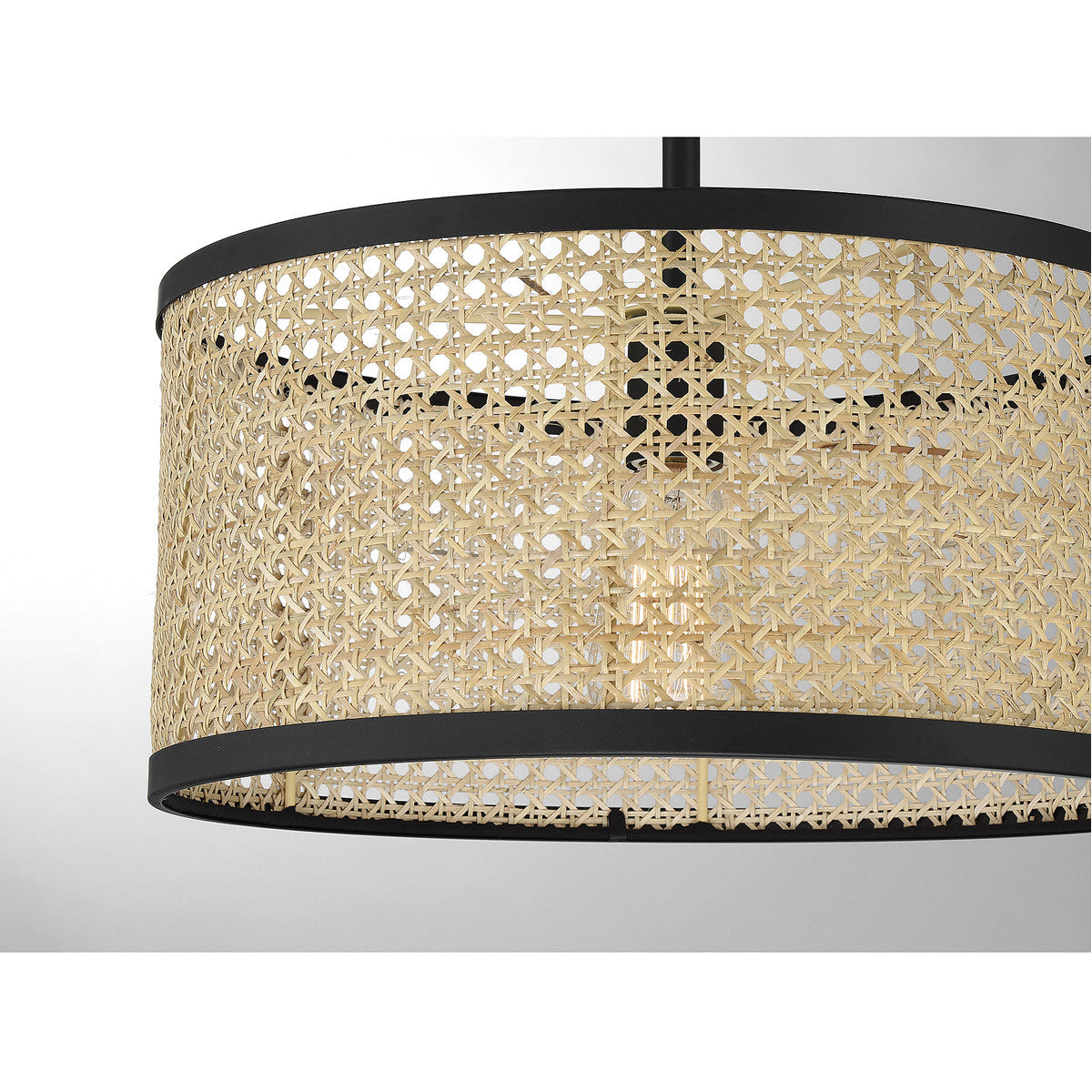 Meridian Lite Trends 1-Light Pendant in Natural Cane with Matte Black M7018MBK