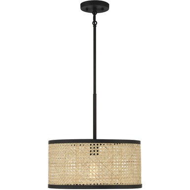 Meridian Lite Trends 1-Light Pendant in Natural Cane with Matte Black M7018MBK