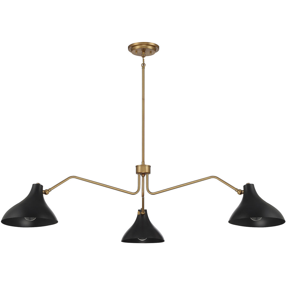 Meridian Lite Trends 3-Light Pendant in Matte Black with Natural Brass M7019MBKNB