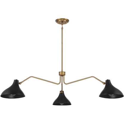 Meridian Lite Trends 3-Light Pendant in Matte Black with Natural Brass M7019MBKNB