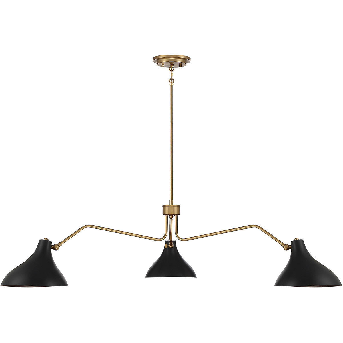 Meridian Lite Trends 3-Light Pendant in Matte Black with Natural Brass M7019MBKNB