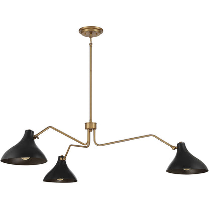 Meridian Lite Trends 3-Light Pendant in Matte Black with Natural Brass M7019MBKNB