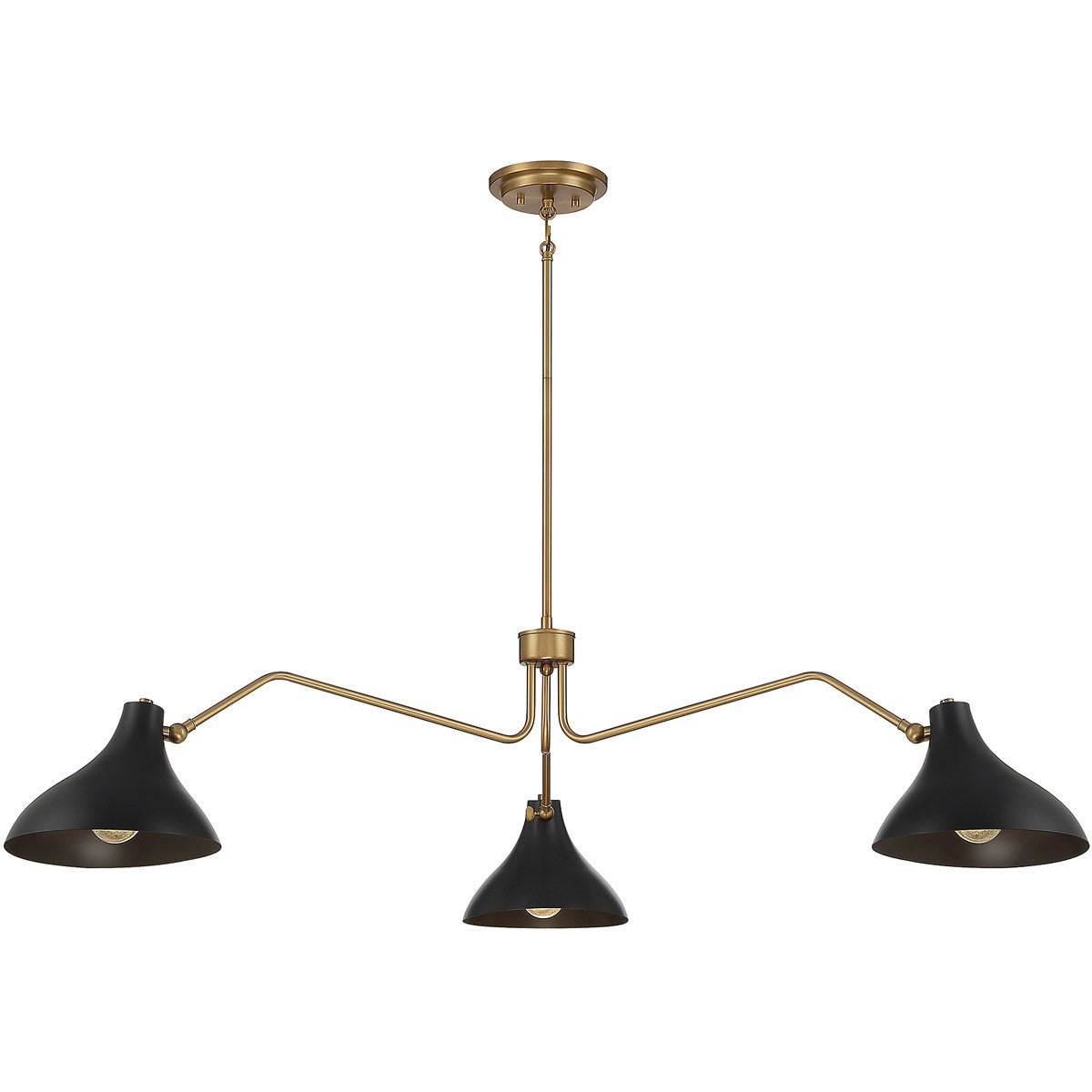 Meridian 3-Light Pendant in Matte Black with Natural Brass M7019MBKNB