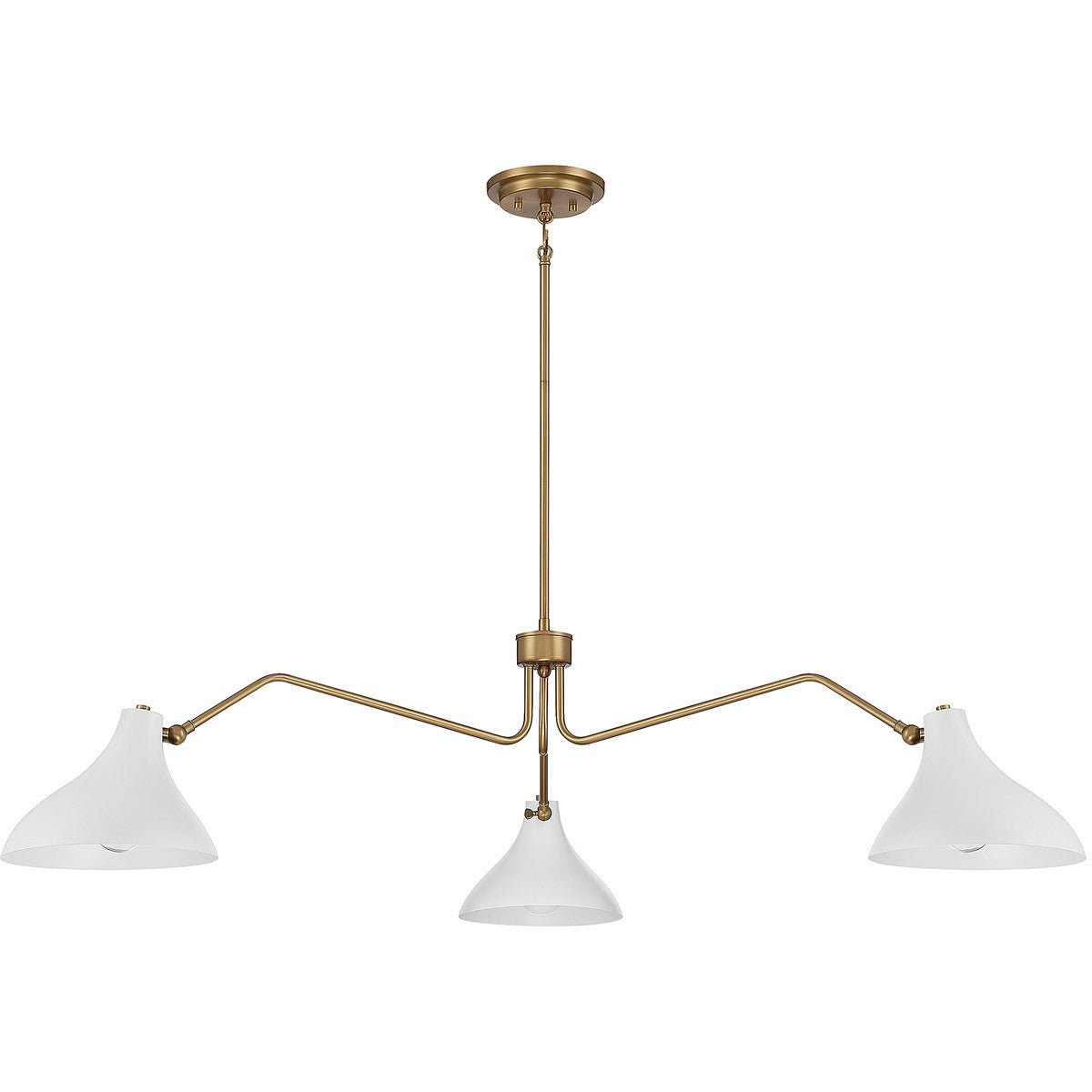 Meridian Lite Trends 3-Light Pendant in White with Natural Brass M7019WHNB