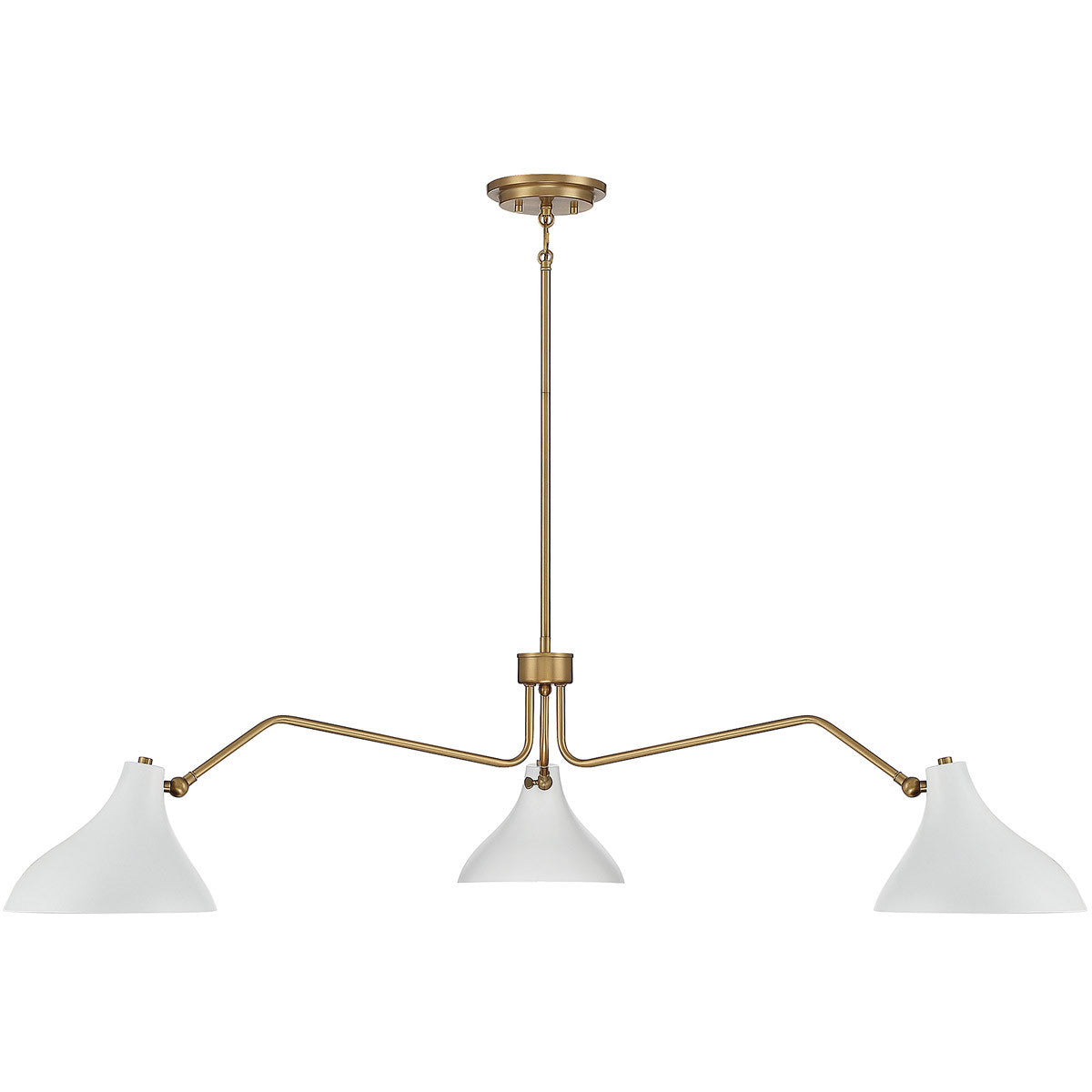 Meridian Lite Trends 3-Light Pendant in White with Natural Brass M7019WHNB