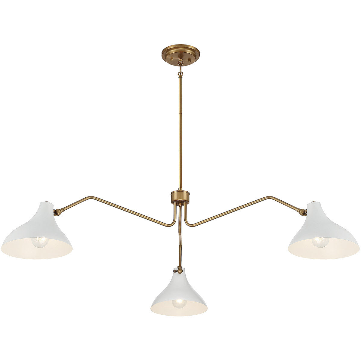 Meridian Lite Trends 3-Light Pendant in White with Natural Brass M7019WHNB