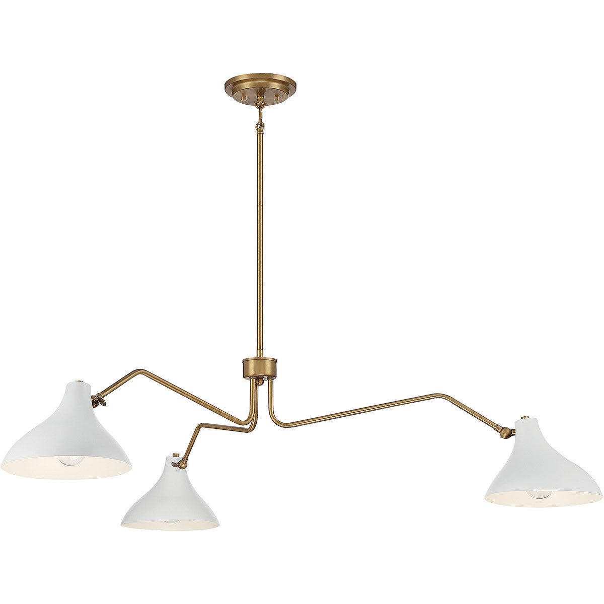 Meridian Lite Trends 3-Light Pendant in White with Natural Brass M7019WHNB