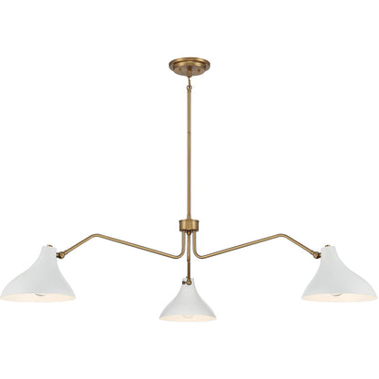 Meridian 3-Light Pendant in White with Natural Brass M7019WHNB