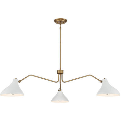 Meridian Lite Trends 3-Light Pendant in White with Natural Brass M7019WHNB