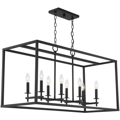 Meridian Lite Trends 8-Light Outdoor Linear Chandelier in Matte Black M7020MBK