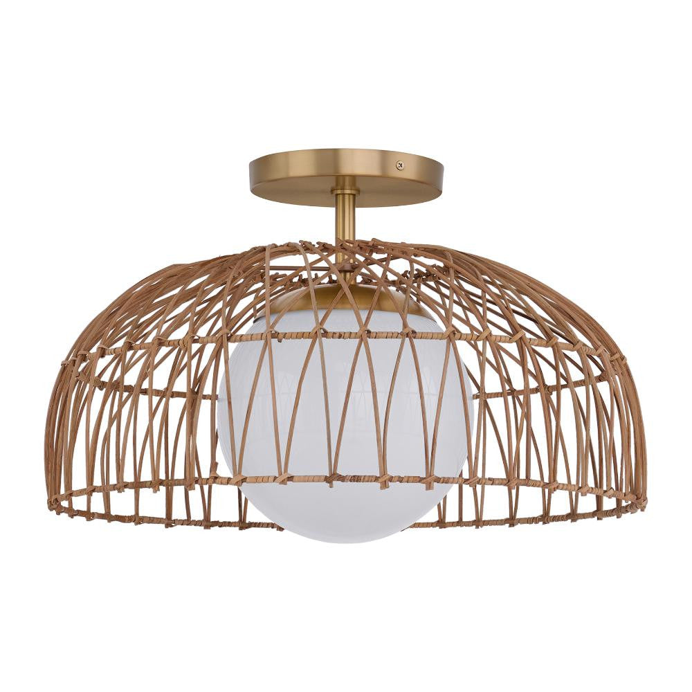 Meridian Lite Trends 1-Light Convertible Pendant or Semi-Flush in Natural Brass M7043NB