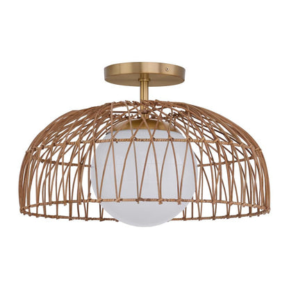 Meridian Lite Trends 1-Light Convertible Pendant or Semi-Flush in Natural Brass M7043NB