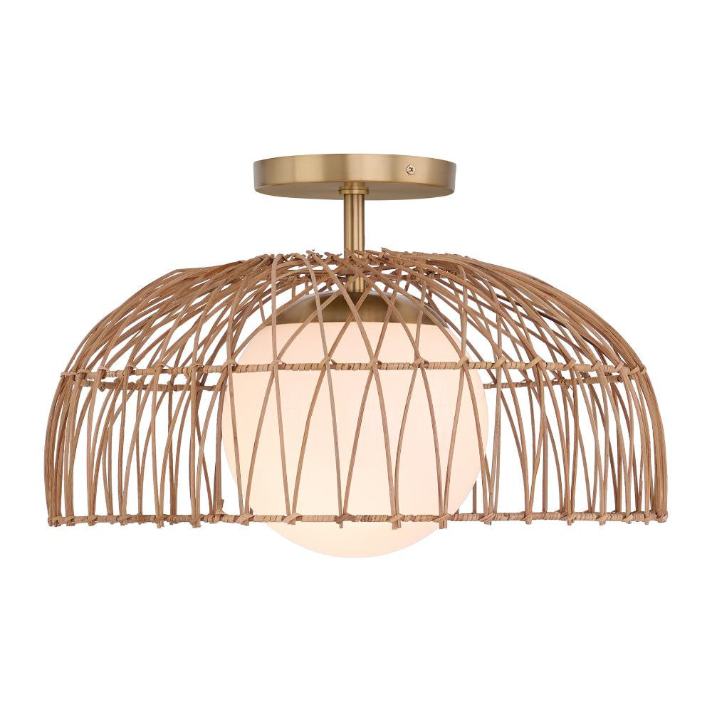 Meridian Lite Trends 1-Light Convertible Pendant or Semi-Flush in Natural Brass M7043NB