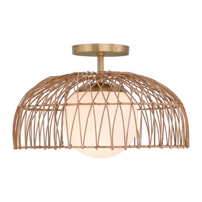 Meridian Lite Trends 1-Light Convertible Pendant or Semi-Flush in Natural Brass M7043NB