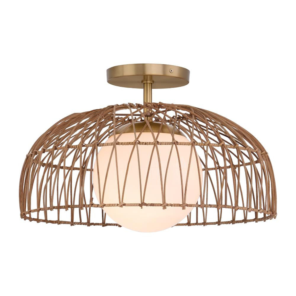 Meridian Lite Trends 1-Light Convertible Pendant or Semi-Flush in Natural Brass M7043NB