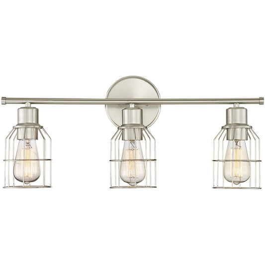 Meridian 3-Light Bathroom Vanity Light in Brushed Nickel M80004BN